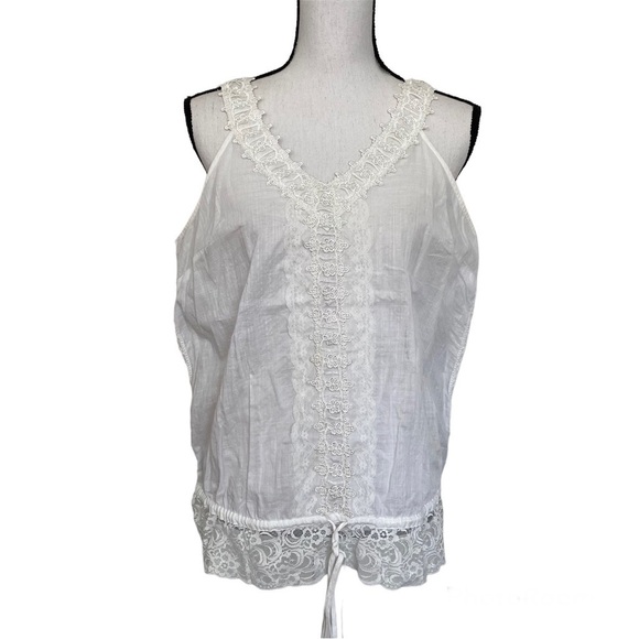 Twenty One Lace Sleeveless Tank Blouse Top Ivory Size Large - Picture 6 of 11